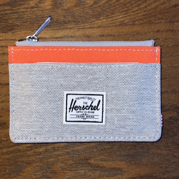 Herschel Supply Company Accessories - NWT Herschel Oscar RFID Wallet Card Holder Change Pouch | Light Grey Orange